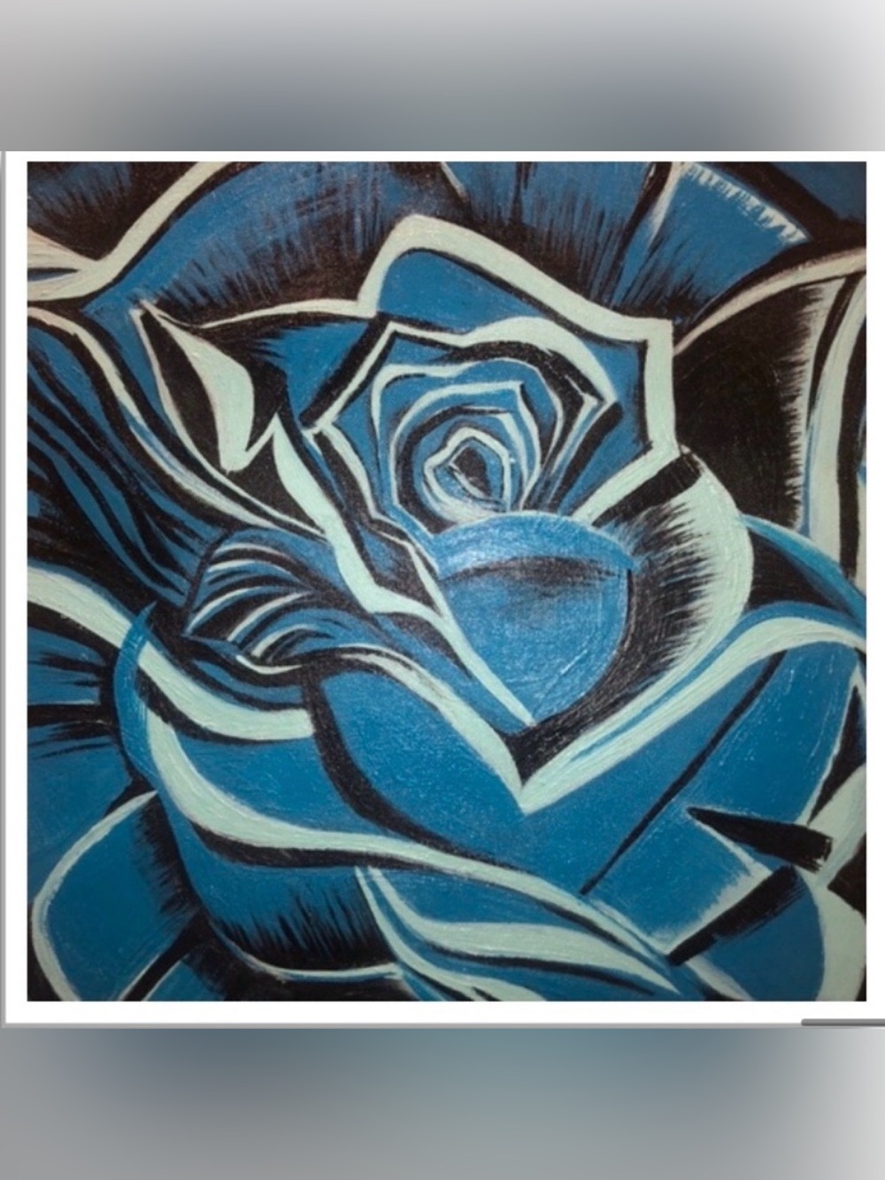 Radiant Blue Rose Painting Print – Unframed  • 10x10